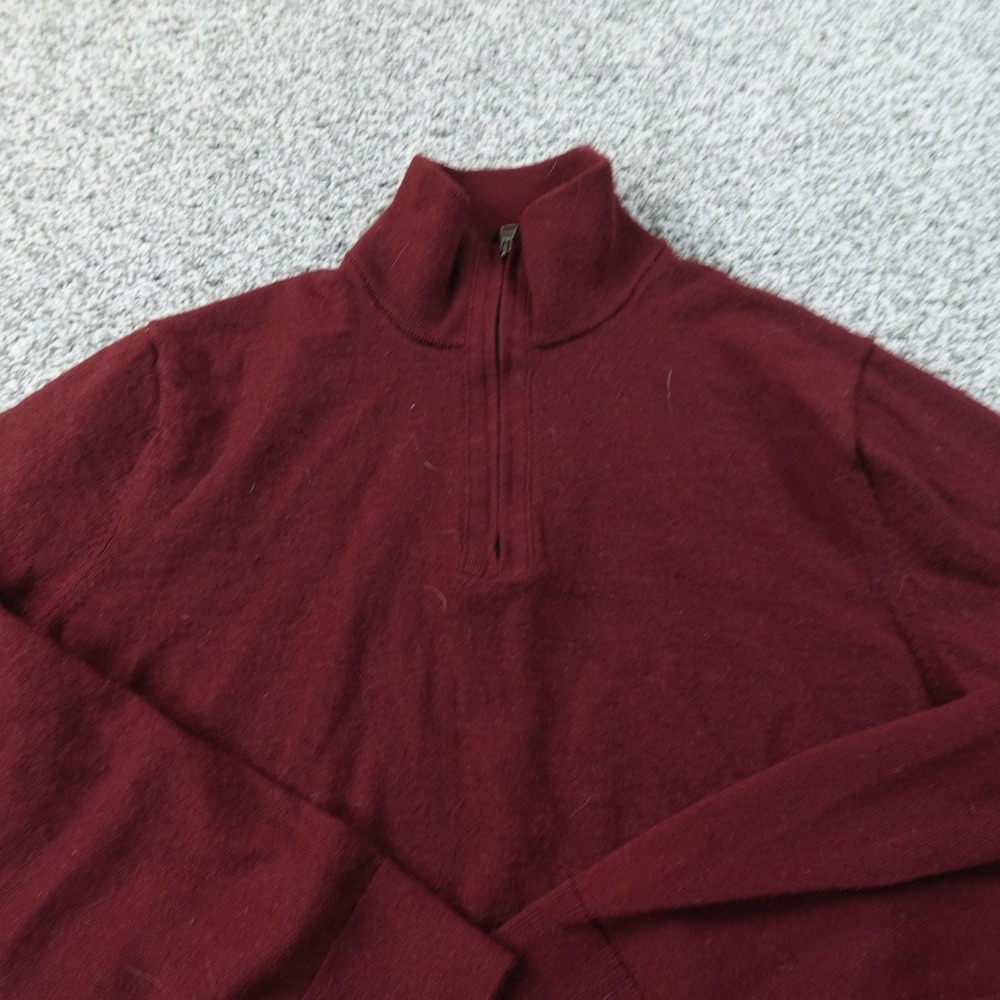 Banana‎ Republic Sweater Mens M Red Merino Wool 1/4 Zip Mock Neck Knit Pullover